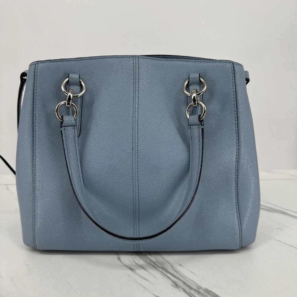Coach Minetta Blue Pebbled Leather Satchel Crossbody Bag New York Chic Preppy